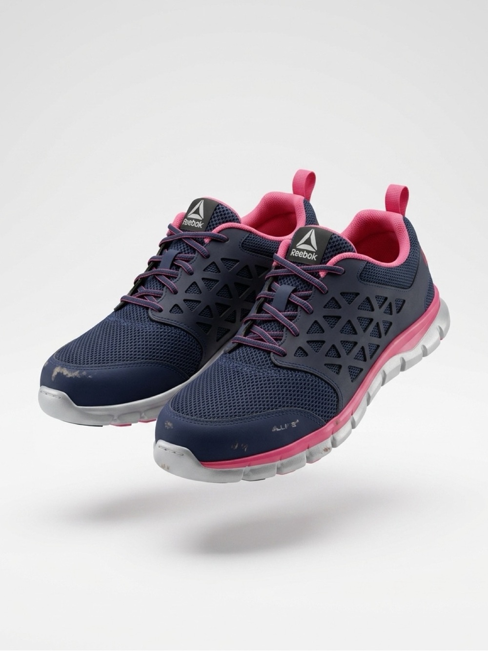 Reebok Women's Navy and Pink Training Sneakers